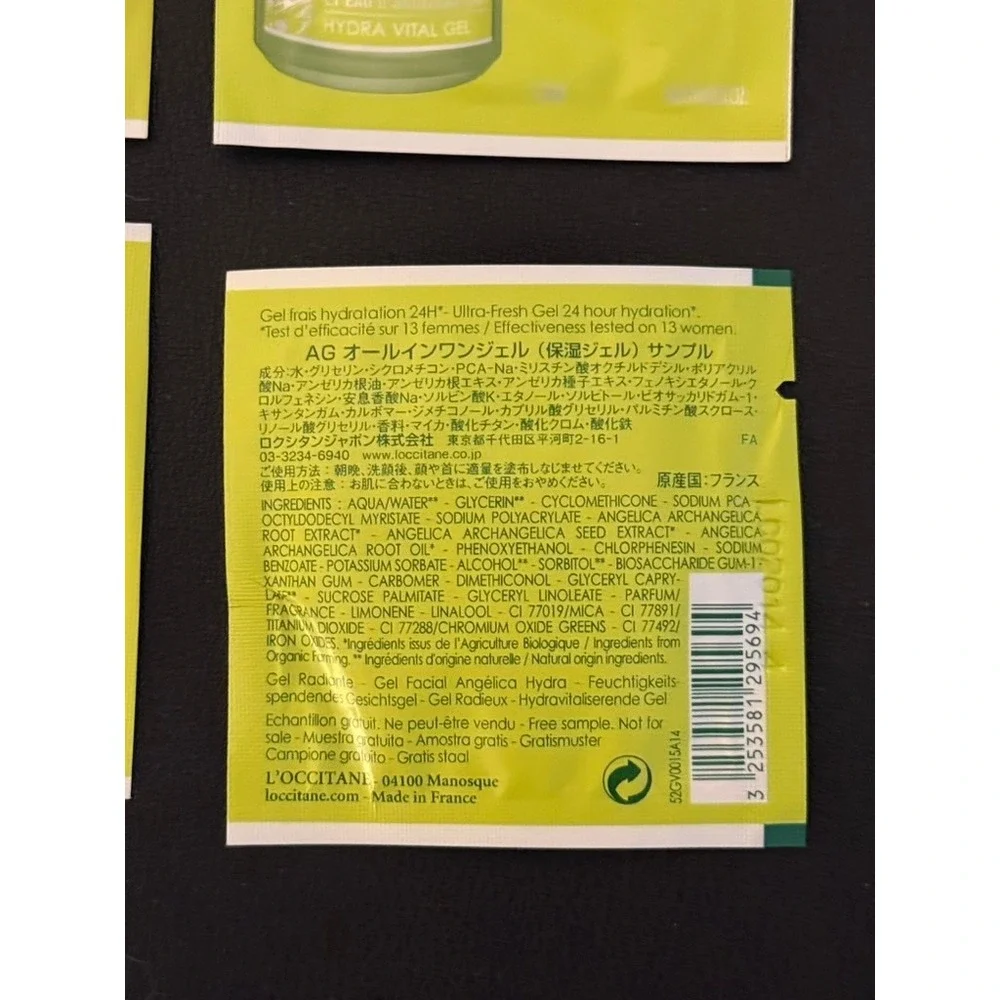 L'Occitane Angelica Hydra Vital Cream & Gel Skincare Sample Lot 4pc